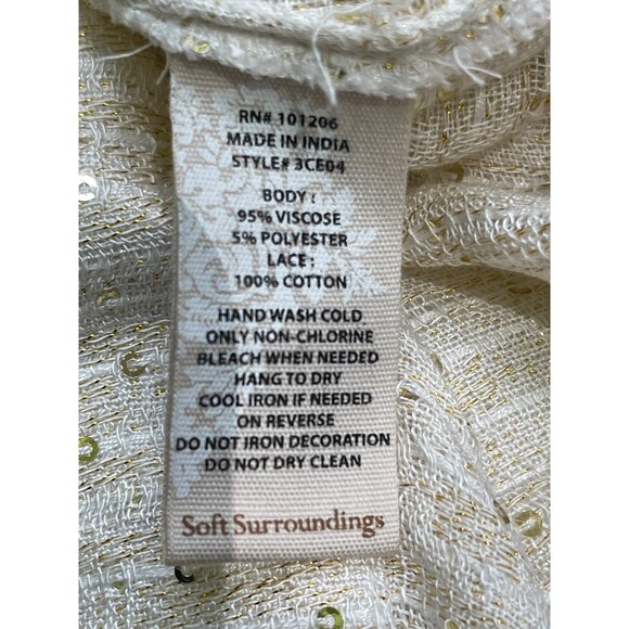 Soft Surroundings Beige with gold‎ accents Cardigan/Kimono jacket size PL - Picture 6 of 9